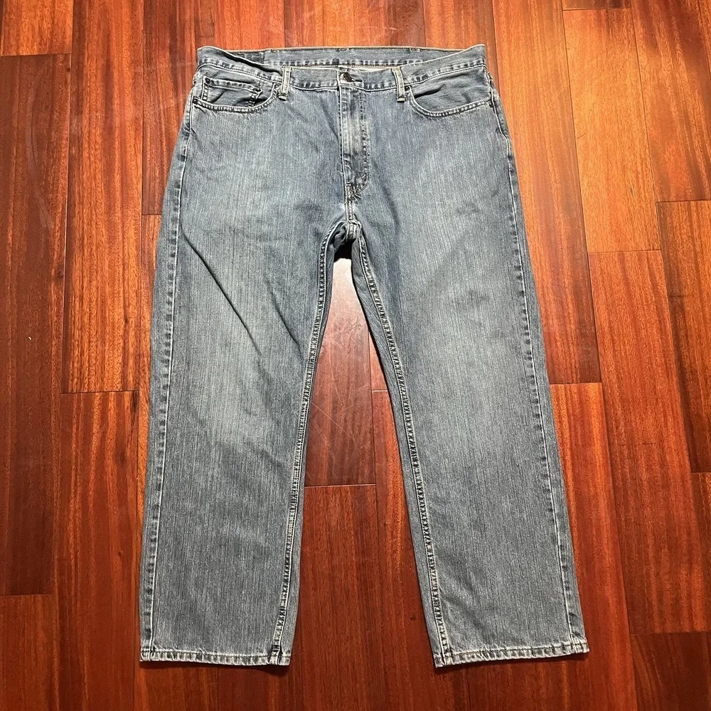 Levis Jeans Mens 40x30 559 Blue Relaxed Straight Leg Light Wash Faded Workwear